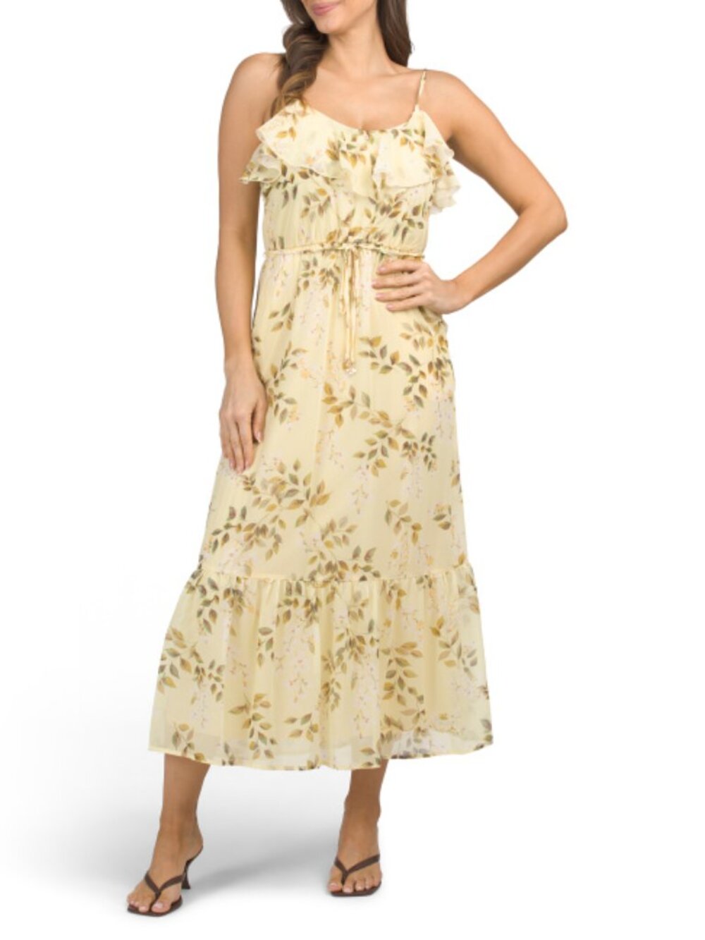 NICOLE MILLER NEW YORK Ruffle Belted Maxi Dress